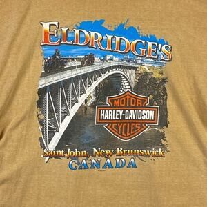 VTG Harley Davidson Tshirt Mens 2XL Yellow New Brunswick Canada Single Stitch